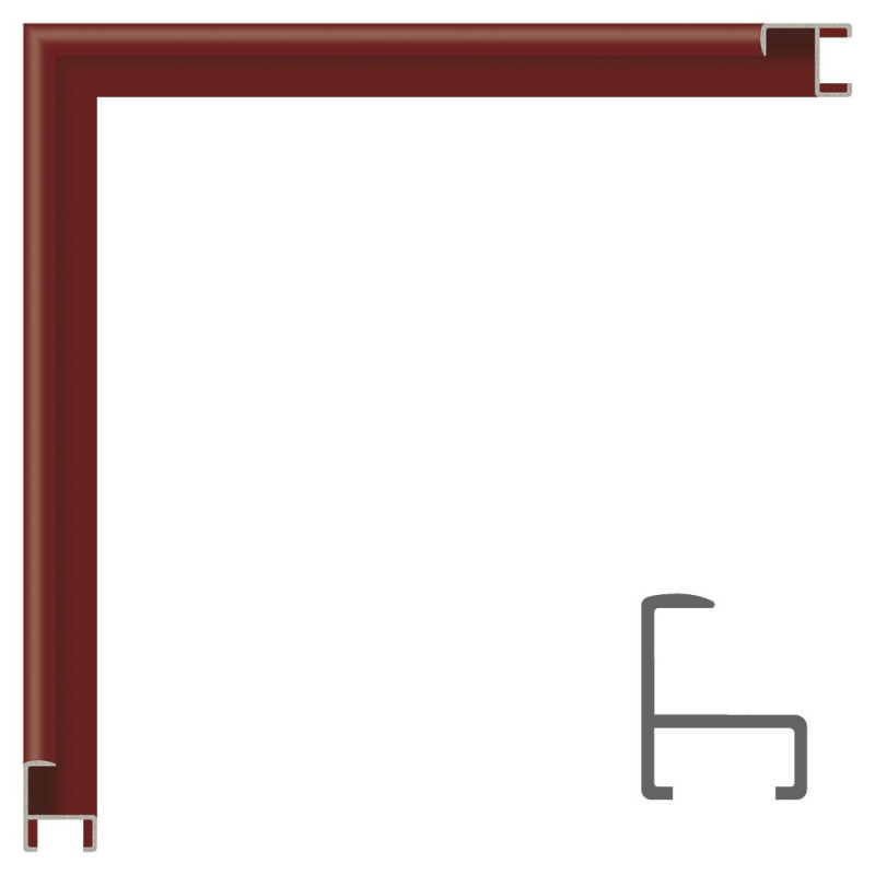 Personalizado: Marco de aluminio GRANATE. Med. 50cm x 70cm. - Frontal: Arraglass 1.5 mm antireflex.