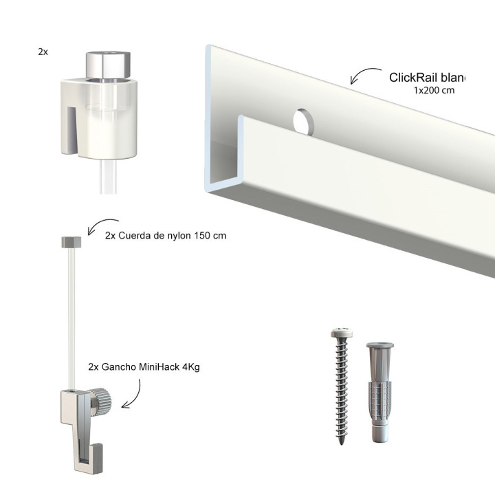 kit ClassicRail blanco para colgar cuadros sin taladrar