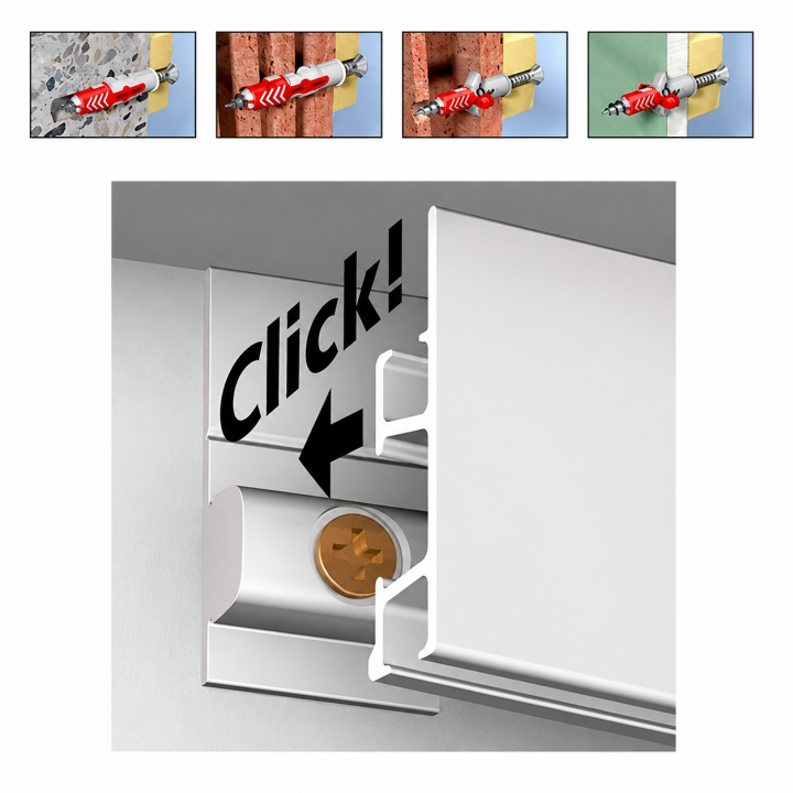 Sistema para colgar cuadros ClickRail Pro 200 cm. PLATA
