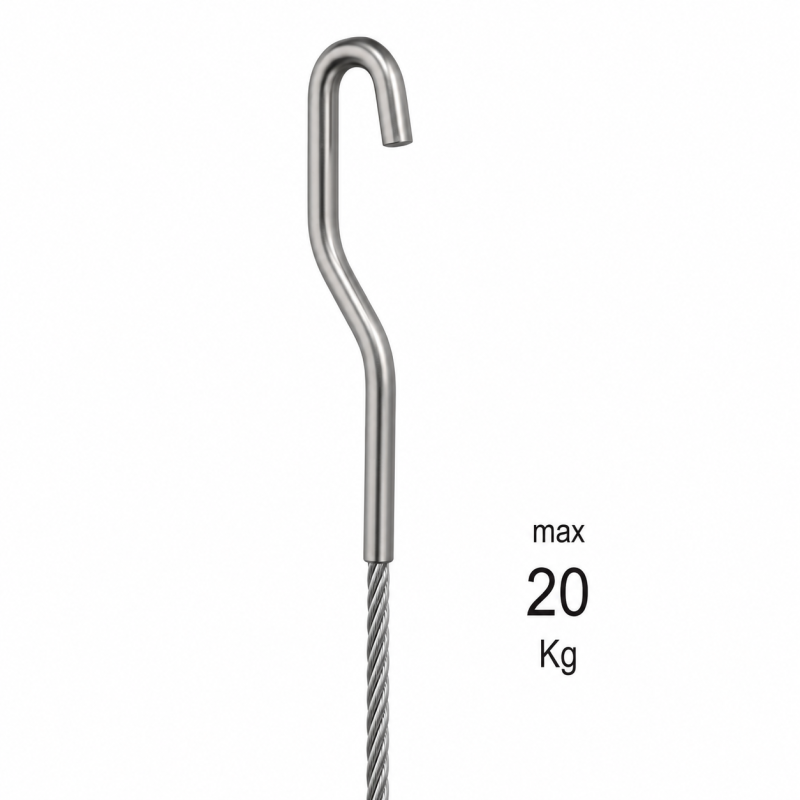 Gancho curvo con cable de acero 2 mm