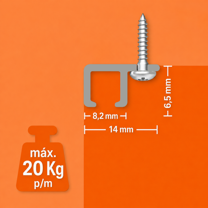 Guias y rieles para colgar cuadros en kits plata mate
