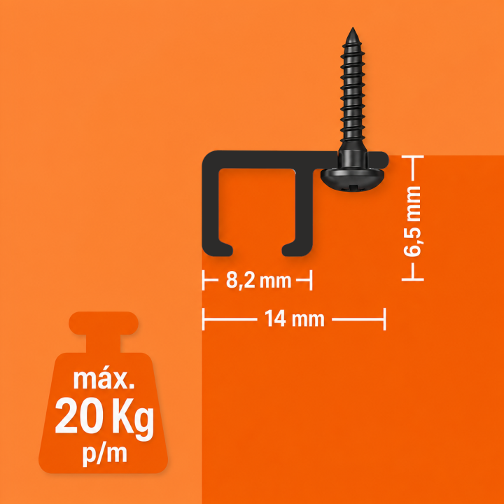 Guias y rieles para colgar cuadros en kits negro