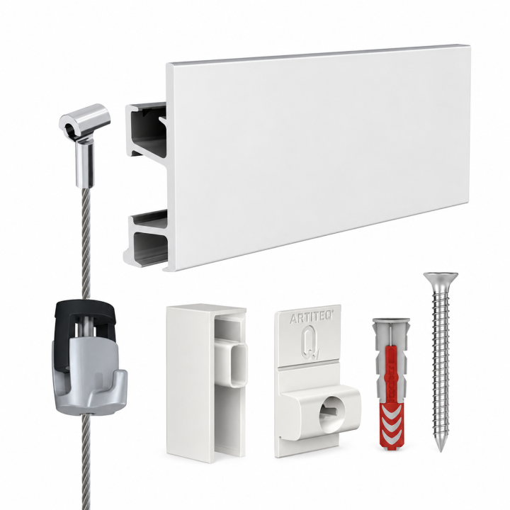 kit artiteq pro blanco 200 cm acero ratchet para colgar cuadros