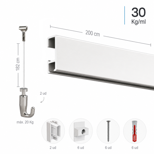 Kit guia de pared blanco nylon cobra, para colgar cuadros