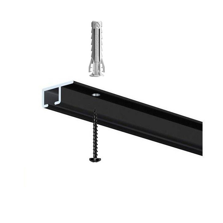 Sistema para colgar cuadros del del techo TopRail 200 cm. negro.