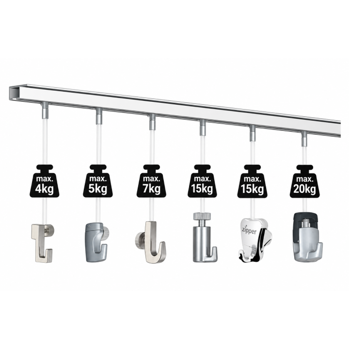Guias y rieles en kits para colgar cuadros con nylon