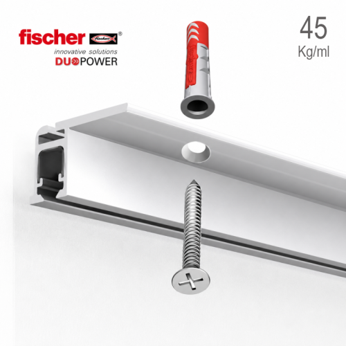 Guía para colgar cuadros del techo TopRail Flat 200 cm blanco 45 kg/m riel de aluminio