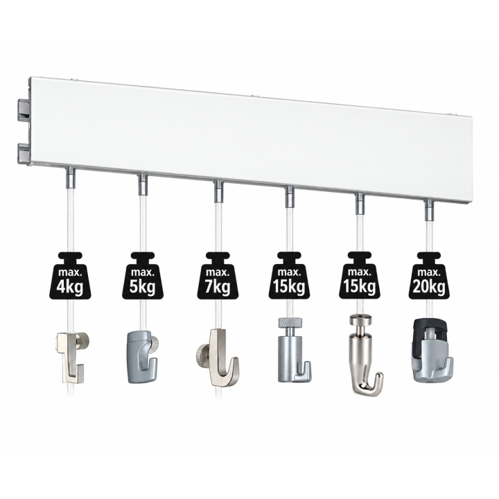 Sistema para colgar cuadros ClickRail Pro 300 cm. BLANCO