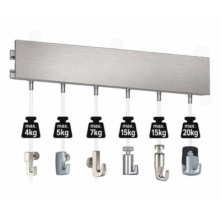 Sistema para colgar cuadros ClickRail Pro 200 cm. PLATA