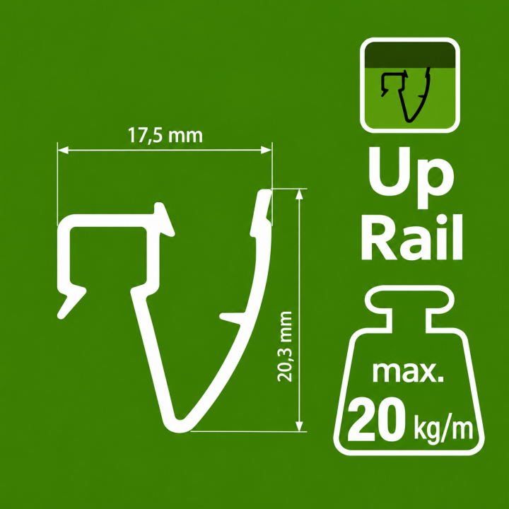 Riel para colgar cuadros UpRail techo 200 cm blanco imprimación 20 kg/m guía de aluminio
